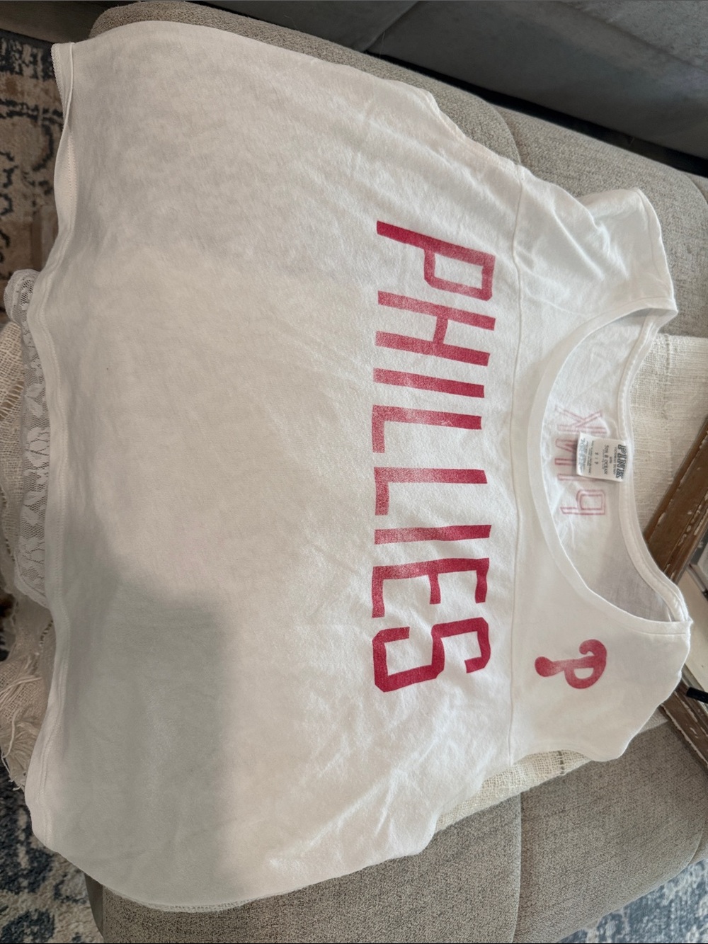 PINK White Tank Top with Phillies Graphic